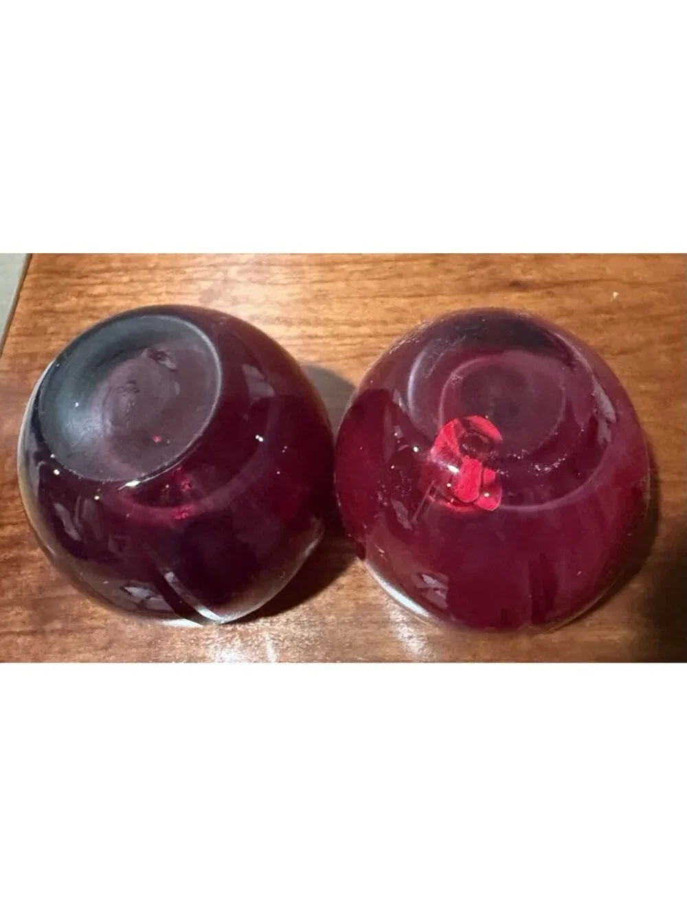 Ruby Red  ~ Clear & Red Votive Candle Holder ~ Crate & Barrel ~ ?Poland ?
